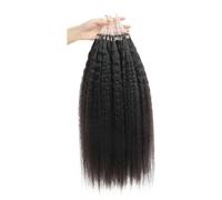 Extensions de cheveux humains Remy à micro-anneaux, crépus, lisses, couleur naturelle, invisibles, soyeux, doux, 50 g par paquet Wear and Go(20inch)