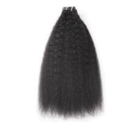 Extensions de cheveux humains Remy invisibles à bande adhésive, crépus et lisses, 40 à 66 cm, trame de peau, noir naturel Wear and Go(40 pcs-100g,24 IncH)