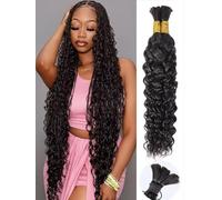 Extensions de cheveux humains tressés de style bohème - Sans trame - 100 g - Cheveux humains ondulés en vrac - Couleur #27 (couleur naturelle, W, 45,7 cm)