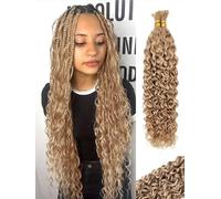 Extensions de cheveux humains tressés de style bohème - Sans trame - 100 g - Cheveux humains ondulés en vrac - Couleur #27 (27#-W, 45,7 cm)