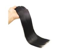 Extensions de cheveux humains vierges à clipser - 18 clips - 120 g - Double chaîne - Cheveux humains vierges - Noir naturel (1B, 26 pouces)