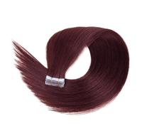 Extensions de cheveux invisibles à bande adhésive, cheveux naturels lisses Remy for femmes, 20 pièces Hair Extensions(Wine red,14inch)