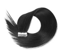 Extensions de cheveux invisibles à bande adhésive, cheveux naturels lisses Remy for femmes, 20 pièces Wear and Go(Jet black,14inch)