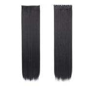 Extensions de cheveux invisibles postiches synthétiques longues et droites perruques de 32 pouces for femmes Wear and Go(1B)