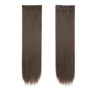 Extensions de cheveux invisibles postiches synthétiques longues et droites perruques de 32 pouces for femmes Wear and Go(Light brown)