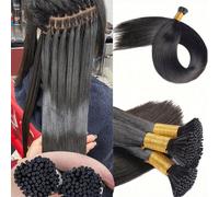 Extensions de cheveux lisses I-Tip, cheveux humains, 100 pièces/ensemble, extensions de cheveux naturels, capsule de kératine, couleur noire naturelle, 18 à 30 pouces Transformez votre look instantané