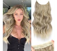 Extensions De Cheveux Longs, Ondulées, Avec Élastique Blond Cendré, 4 Clips, Synthétiques, Postiche Invisible, Pour Femme, 50 Cm (Mélange Doré Foncé Et Blond Beige)