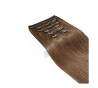 Extensions de cheveux naturels à clips, brun châtain, Double trame épaisse, 120g, 8 pièces, qualité 8A, doux et lisses, for femmes Wear and Go(20inches)