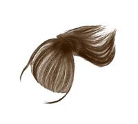 Extensions de cheveux naturels à frange à clipser for femmes, postiches à frange aérienne courbée noire et brune Hair Extensions for Daily Wear(Light Brown)