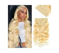 Extensions de cheveux naturels blonds ondulés 613 de 25,4 à 61 cm, à clipser sans couture, blond décoloré, bouclés, for femmes noires, 115 à 120 g Wear and Go(12inches)