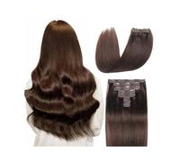 Extensions de cheveux naturels bruns foncés, 120 g, invisibles et amovibles, 8 pièces par lot, 25,4 à 66 cm Installation et enlèvement faciles(20inches)