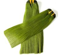 Extensions de cheveux naturels lisses, tissage vierge vert, trame cousue, couleur naturelle, pour femmes(Green,24 inch bundle)
