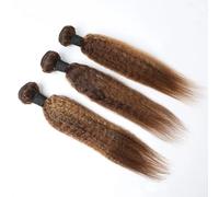 Extensions de cheveux naturels Yaki lisses blonds P4/27, tissage brésilien vierge non traité, mèches de 1, 3 ou 4 mèches, bruns Hair Extensions Pièces Wigs(14 16 18)