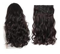 Extensions de cheveux noirs à clipser pour femme - 45,7 cm - Extensions de cheveux synthétiques bouclés - Longueur naturelle - Épais - Pour filles - Brun foncé - Blond - Blanc - Gris - Argenté - Tête