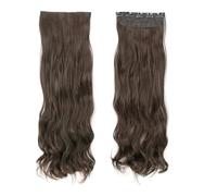 Extensions de cheveux ondulés longs de 32 pouces for femmes, postiches synthétiques souples à clipser for toute la tête Installation et enlèvement faciles(Light brown)