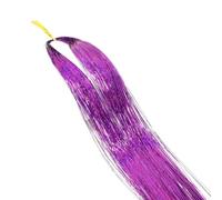 Extensions de cheveux pailletées 94 cm, kit de guirlandes scintillantes, accessoires de tressage hippie for femmes et filles (vert)(Purple)