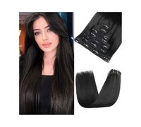 Extensions de cheveux pour cheveux humains avec clip droit, doux et confortable, 8 pièces, couleur noir naturel 1B (12INCHES_240GSET)