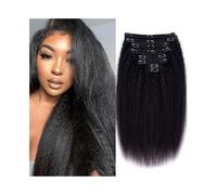 Extensions de cheveux pour cheveux raides et bouclés avec clips, vrais humains, tête entière, brésiliens Remy, sans coutures(16 pouces, 240 g)