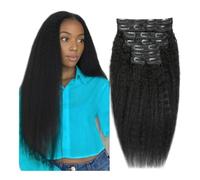 Extensions de cheveux pour cheveux raides et crépus avec clips, extensions sans couture, vrais humains(10 pouces, 120 g)