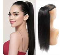 Extensions de cheveux pour queue de cheval - 100 % cheveux humains naturels - Doux et lisses - À enrouler autour de la queue de cheval - Avec clip - 45,7 cm