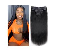 Extensions de cheveux raides à clip extensions de cheveux véritables extensions de cheveux humains pour les femmes noires Doux soyeux brésilien Remy 8 pièces 120g (16inches)