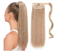 Extensions de cheveux raides à enrouler pour queue de cheval - 45,7 cm - Cheveux synthétiques duveteux - Pour femme - Usage quotidien (613#-rose)