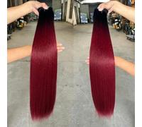 Extensions de cheveux raides Extensions de cheveux ombrés Tissage super long 36 pouces Faisceaux de cheveux raides entièrement synthétiques pour finir-T1B-bug 2-L-26 pouces-65 cm