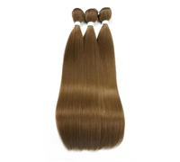 Extensions de cheveux raides Tissage ombré 36 pouces Extensions de cheveux synthétiques super longs et raides à finir-Marron - L-28 pouces-70 cm