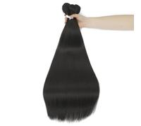 Extensions de cheveux raides Tissage ombré synthétique super long 36 pouces faisceaux de cheveux complètement raides pour finir-brun foncé - L-28 pouces-70 cm