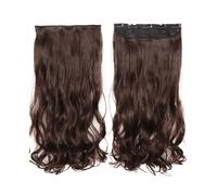 Extensions de cheveux superposés ondulés de 22 pouces de long for femmes, postiches synthétiques souples à clipser for toute la tête Installation et enlèvement faciles(2-33)