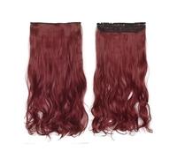 Extensions de cheveux superposés ondulés de 22 pouces de long for femmes, postiches synthétiques souples à clipser for toute la tête Installation et enlèvement faciles(BURG)