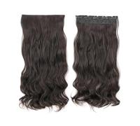 Extensions de cheveux superposés ondulés de 22 pouces de long for femmes, postiches synthétiques souples à clipser for toute la tête Installation et enlèvement faciles(Dark brown)