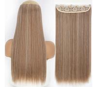 Extensions de Cheveux Synthétiques 32 pouces Une pièce 5 Clips Longue Ligne Droite Haute Température Fibre Noir Brun Postiche-1012-M12-613, 22 pouces, Chine
