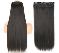 Extensions de Cheveux Synthétiques 32 pouces Une pièce 5 Clips Longue Ligne Droite Haute Température Fibre Noir Brun Postiche-1012-2,32inches,Chine