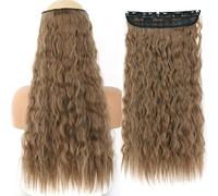 Extensions de Cheveux Synthétiques 32 pouces Une pièce 5 Clips Longue Ligne Droite Haute Température Fibre Noir Brun Postiche-55-12-24,32inches,Chine