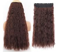 Extensions de Cheveux Synthétiques 32 pouces Une pièce 5 Clips Longue Ligne Droite Haute Température Fibre Noir Brun Postiche-55-33,22inches,Chine