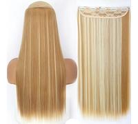 Extensions de Cheveux Synthétiques 32 pouces Une pièce 5 Clips Longue Ligne Droite Haute Température Fibre Noir Brun Postiche-1012-27h613,22inches,Chine