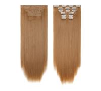 Extensions de cheveux synthétiques à clips, 6 pièces, postiche longue et lisse de 24 pouces for femmes (140 g) Installation et enlèvement faciles(27#)
