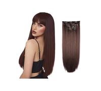 Extensions de cheveux synthétiques à clips, postiches lisses invisibles de 22 pouces de long for femmes, 6 pièces, tête complète, usage quotidien Hair Extensions(M2-33)