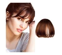 Extensions de cheveux synthétiques à clipser, frange courte et lisse, frange soignée sur le côté Hair Extensions(Ginger Brown)
