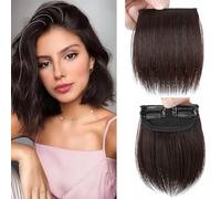 Extensions de cheveux synthétiques à clipser invisible - Sans couture - Ajoute du volume et des zones d'amincissement - Pour femmes et filles - Marron foncé - 10 cm