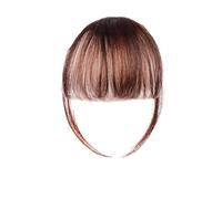 Extensions de cheveux synthétiques à clipser sur le devant, frange soignée, une pièce, postiche court et droit de 15,2 cm for femmes Hair Extensions(Dark Brown)