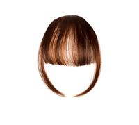 Extensions de cheveux synthétiques à clipser sur le devant, frange soignée, une pièce, postiche court et droit de 15,2 cm for femmes Hair Extensions(Medium Brown)