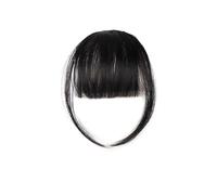 Extensions de cheveux synthétiques à clipser sur le devant, frange soignée, une pièce, postiche court et droit de 15,2 cm for femmes Hair Extensions(Light black)