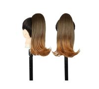 Extensions de cheveux synthétiques en queue de cheval courte avec cordon de serrage, 35,5 cm, cheveux raides, queue de cheval bouclée, postiches pour femmes et filles (T1B-27)