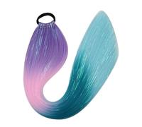 Extensions de cheveux synthétiques en queue de cheval de 66 cm avec paillettes | Postiche tressée scintillante for femmes(#1B/Red/Pale Pink)