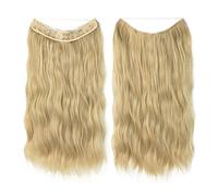 Extensions de cheveux synthétiques épais bouclés ondulés invisibles à clipser pour femme Blond doré 40,6 cm