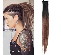 Extensions de Cheveux Synthétiques Fines 0.6cm Dreadlock Cheveux au Crochet Faits à la Main 24 Pouces 20 Brins Long Crochet Braids Extensions de Cheveux en Dreads Souples de Style Hip-Hop 2-CHO#