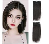 Extensions de cheveux synthétiques invisibles à clipser - Sans couture - Cheveux naturels moelleux - Couverture supérieure - Pour femmes et filles (noir naturel, 25 cm)