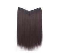 Extensions de cheveux synthétiques longs et raides avec clip en une seule pièce, parfaites for les pinces à cheveux des femmes. Accessoires for cheveux Wear and Go(Dark Brown,20inches)